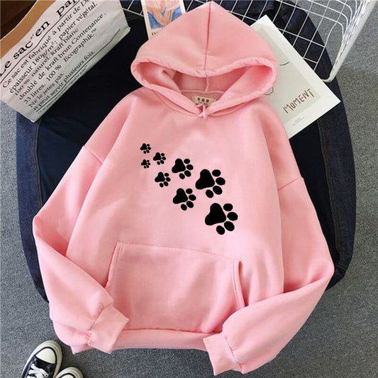 PINK FOOT PRINT HOODIE