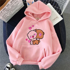 PINK ROMACTIC TEDDY HOODIE