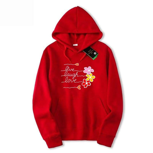 RED LIVE LAUGH LOVE WITH FLOWER HOODIE