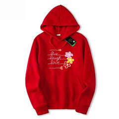 RED LIVE LAUGH LOVE WITH FLOWER HOODIE
