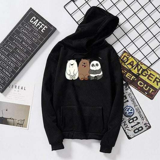 BLACK THREE PANDA HOODIE