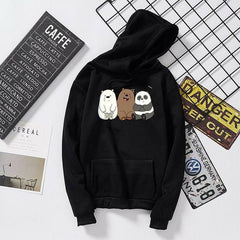 BLACK THREE PANDA HOODIE