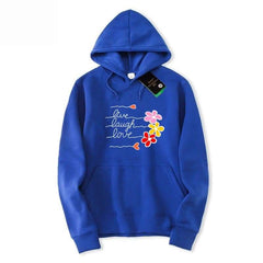 ROYAL BLUE LIVE LAUGH LOVE WITH FLOWER HOODIE