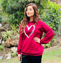 MAHROON BIG HEART HOODIE