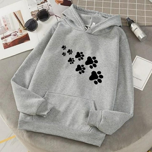GREY FOOT PRINT HOODIE