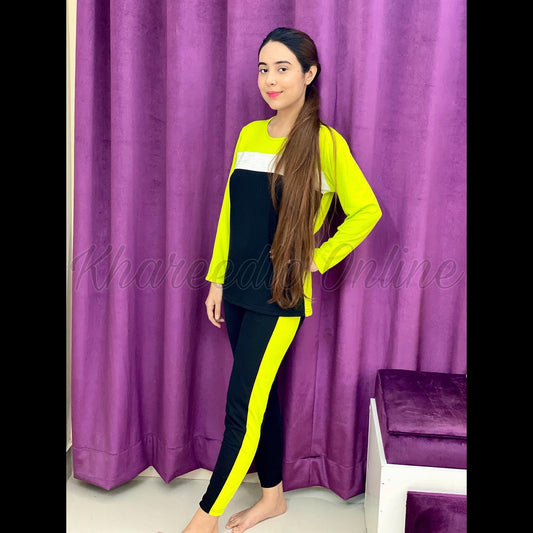 Neon Green Panel Full Sleeves Tracksuit (KO-TS-0054)