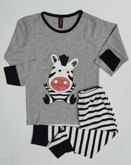 Baby Or Baba Grey and Black Zebra print Kids Night Suit (KO-KNS-222)