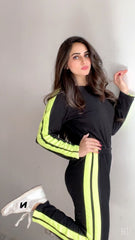 Neon Double Striped Full Sleeves Tracksuit (KO-TS-0053)