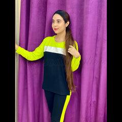 Neon Green Panel Full Sleeves Tracksuit (KO-TS-0054)