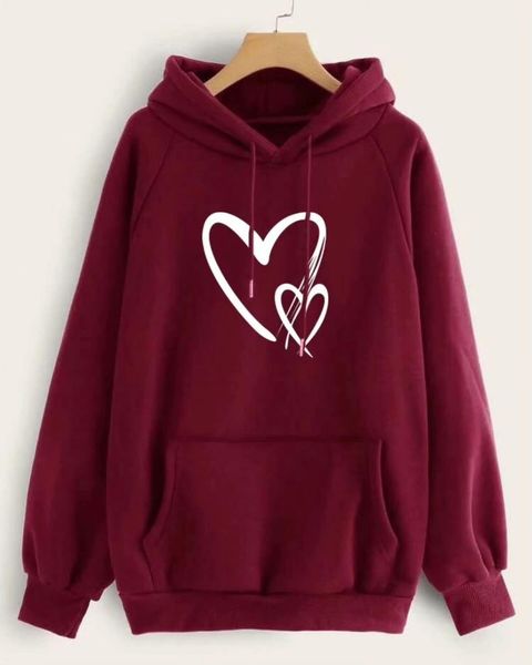 MAROON TWO HEARTS HOODIE