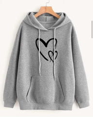 GREY TWO HEARTS HOODIE