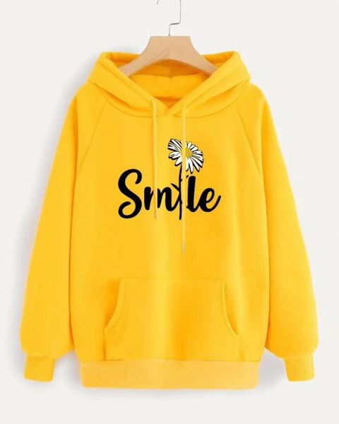 YELLOW SMILE WITH FLOWER HOODIE