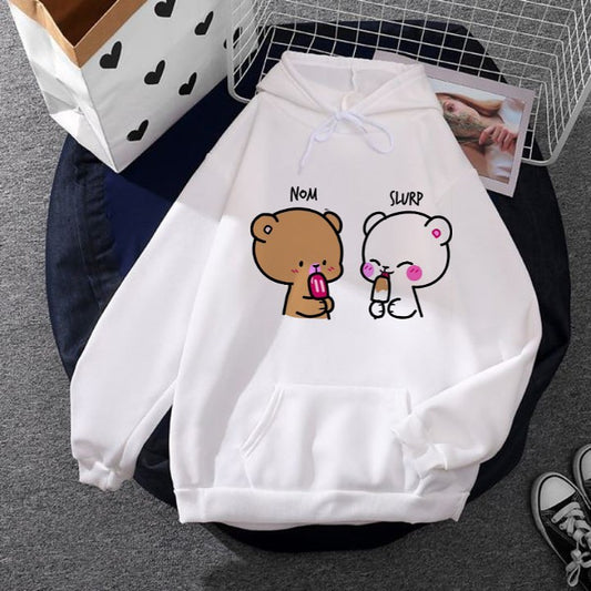 WHITE TEDDY WITH ICE-CREAM HOODIE