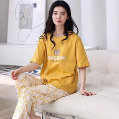 Yellow Dream Bear Shirt With Off White Bears Printed Trouser (KO-NS-488)
