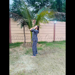 Grey All Over Love Heart Printed Night Suit (KO-NS-507)