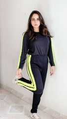 Neon Double Striped Full Sleeves Tracksuit (KO-TS-0053)