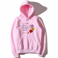 PINK LIVE LAUGH LOVE WITH FLOWER HOODIE