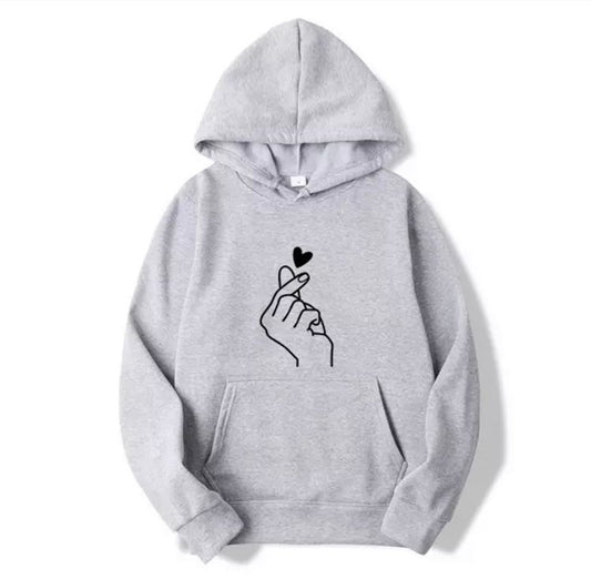 Grey Hand Heart Hoodie (KO-HD-0167)