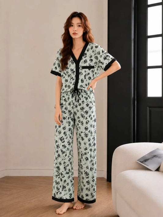 Floral Breeze Printed Button Pjs