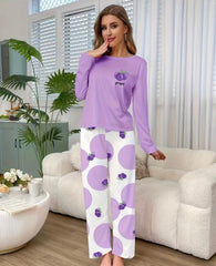 Lilac Graps Printed Night Suit