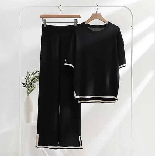Black Baggie Style half Sleeves T-shirt With Loose Trouser