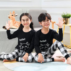 Baby or Baba Black and White Cow with Check Style Pajama Night Suit for Kids (1 Pcs) (KO-KNS-233)