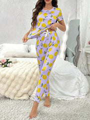 Lilac Lemons Printed Night wear