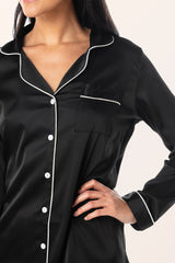 SILK NIGHT SUIT - BLACK (KO-SN-0274)