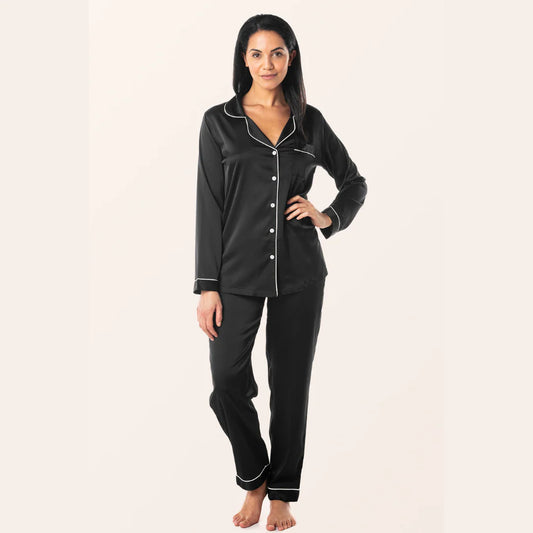 SILK NIGHT SUIT - BLACK (KO-SN-0274)