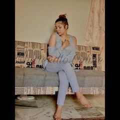 3 Pcs Sleepwear (Sando Shrug Trouser) (Grey) (KO-NS-0272)