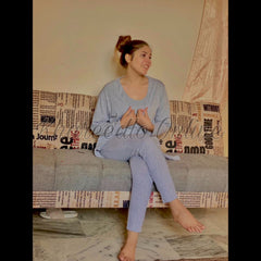 3 Pcs Sleepwear (Sando Shrug Trouser) (Grey) (KO-NS-0272)