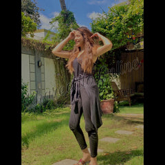 3 Pcs Sleepwear (Sando Shrug Trouser) (Black) (KO-NS-0265)