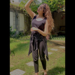 3 Pcs Sleepwear (Sando Shrug Trouser) (Black) (KO-NS-0265)