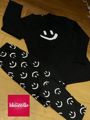 Black Smile With Smiley Trouser Full Sleeves Night Suit (KO-NS-350)