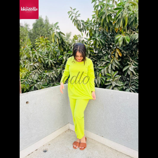 Pista Green Frill Style Full Sleeves Home Wear (KO-NS-331)