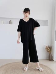 Black Lose Pattern With Lose Style Lounge Wear (KO-NS-370)