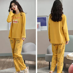 Yellow Bestfriend Print Full Sleeves Printed Night Wear