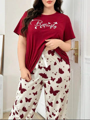 Maroon Butterfly Half Sleeves Printed Shirt with Butterfly Printed Trouser