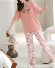 Pink Lovely Three Bears Printed Night Suit