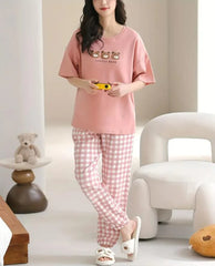 Pink Lovely Three Bears Printed Night Suit