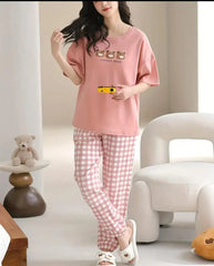 Pink Lovely Three Bears Printed Night Suit