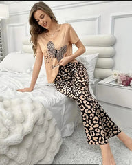 Brown You are Beautiful Butterfly Printed Night Suit