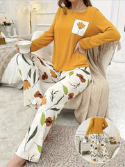 Mustard Pocket Flower With Flower Printed Trouser