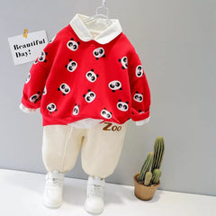 Red Pandas Printed Kids Track Suit