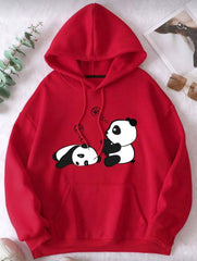RED SLEEPY PANDA HOODIE