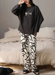 Black Bow Printed Full Sleeves Pjs