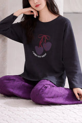 Black Wish You Happy Printed With Purple Printed Trouser