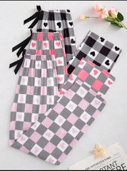 Pack of 3 Checkered Hearts Printed Plazzo