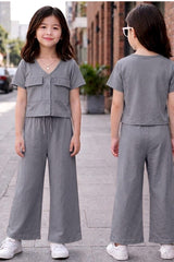 Kids’ Button Chill Grey Lounge Set