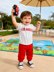 White Los Angeles Printed Kids Suit